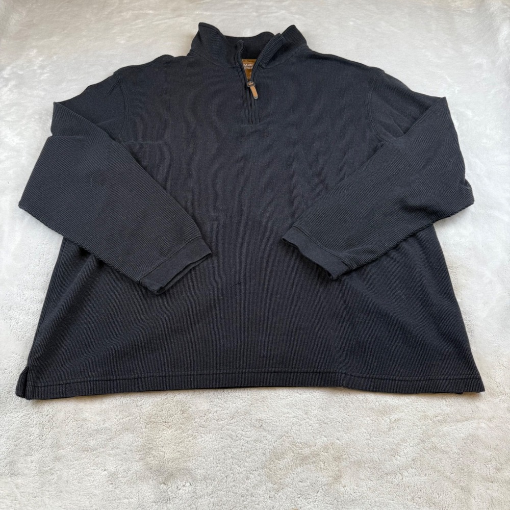 Mens Marc Edwards‎ XL Black Quarter Zip Pullover Ribbed Knit Sweater